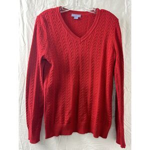 Laura Scott Sweater Women's Pullover Red Cable Knit Adults M‎ Medium